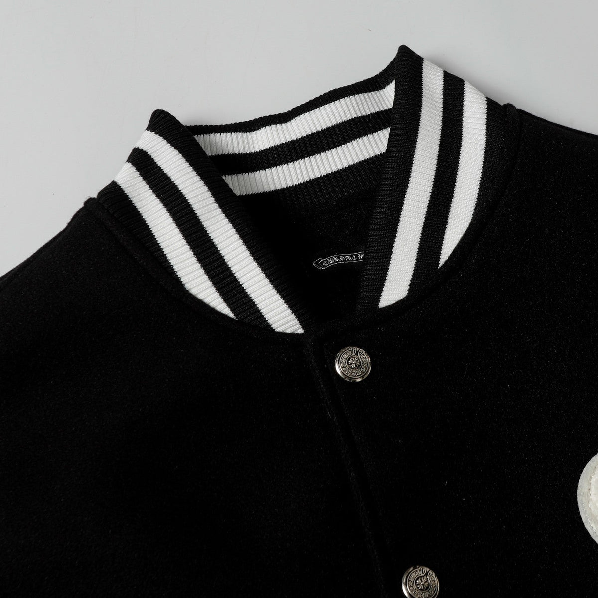 Chrome-Hearts Varsity Jacket - Black White Gothic Baseball Coat 2206