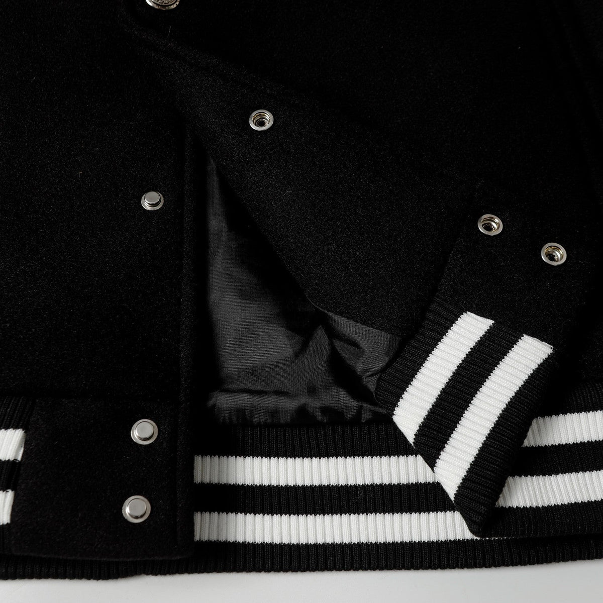Chrome-Hearts Layered Cross Varsity Jacket - Black White Street Style Outerwear 2208