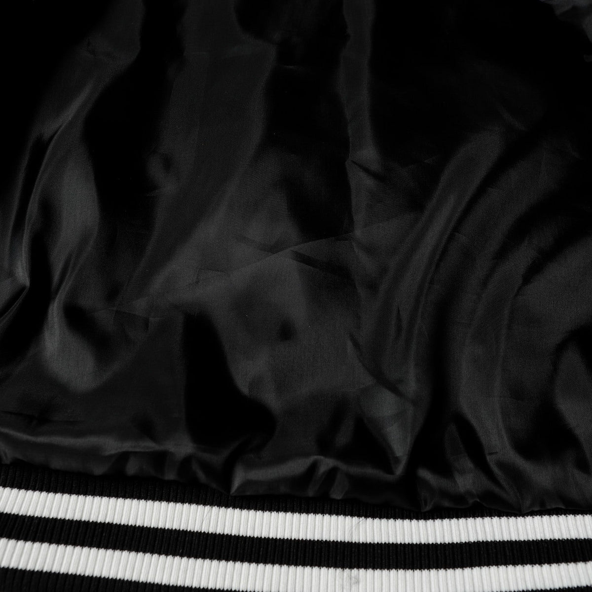 Chrome-Hearts Layered Cross Varsity Jacket - Black White Street Style Outerwear 2208