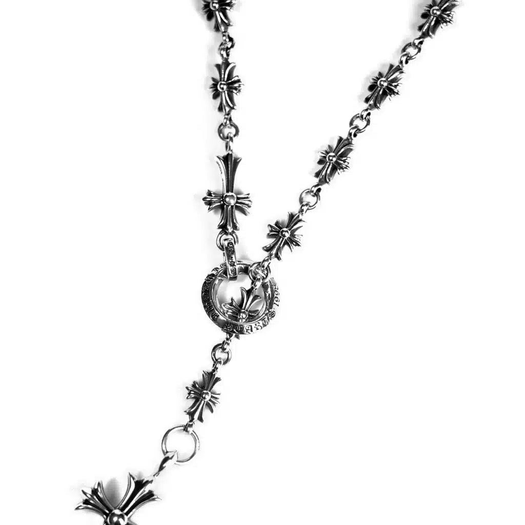 Chrome-Hearts CROSS AND BABYFAT CHARM WITH TINY E CH PLUS CHALK CHAIN