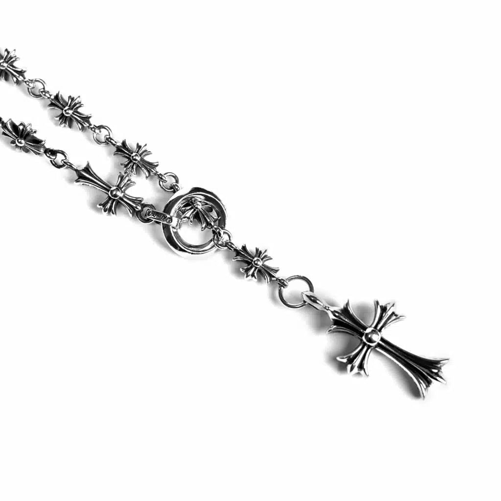 Chrome-Hearts CROSS AND BABYFAT CHARM WITH TINY E CH PLUS CHALK CHAIN