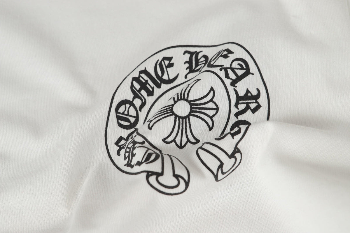 Chrome-Hearts Logo Flag Long Sleeve Tee - Black White Gothic Street T-Shirt K2126