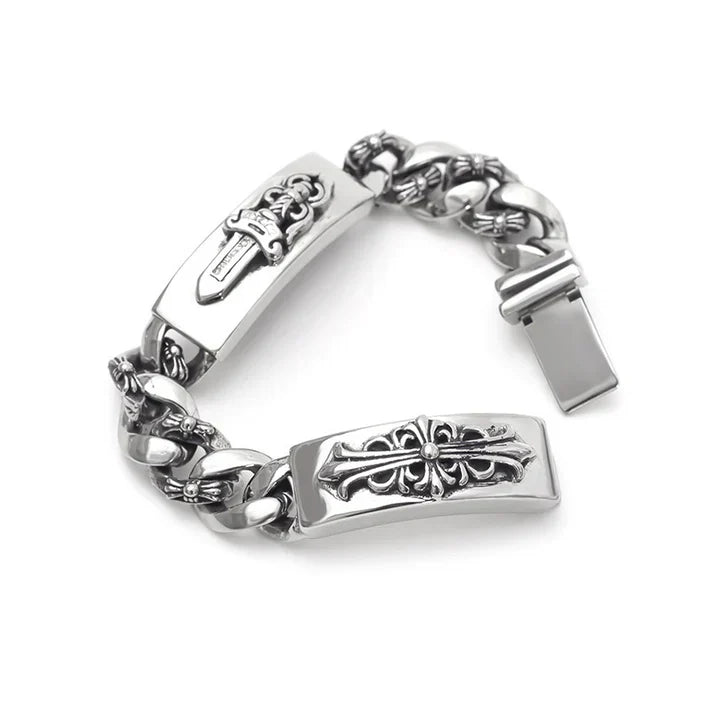 Chrome-Hearts DOUBLE ID FANCY LINK BRACELET -8
