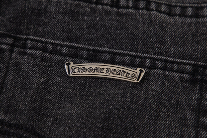 Chrome-Hearts Multi Cross Patch Denim Jeans - Grey Gothic Street Pants 1111