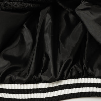 Chrome-Hearts Faux Fur Cross Varsity Jacket - Black White Gothic Streetwear 035