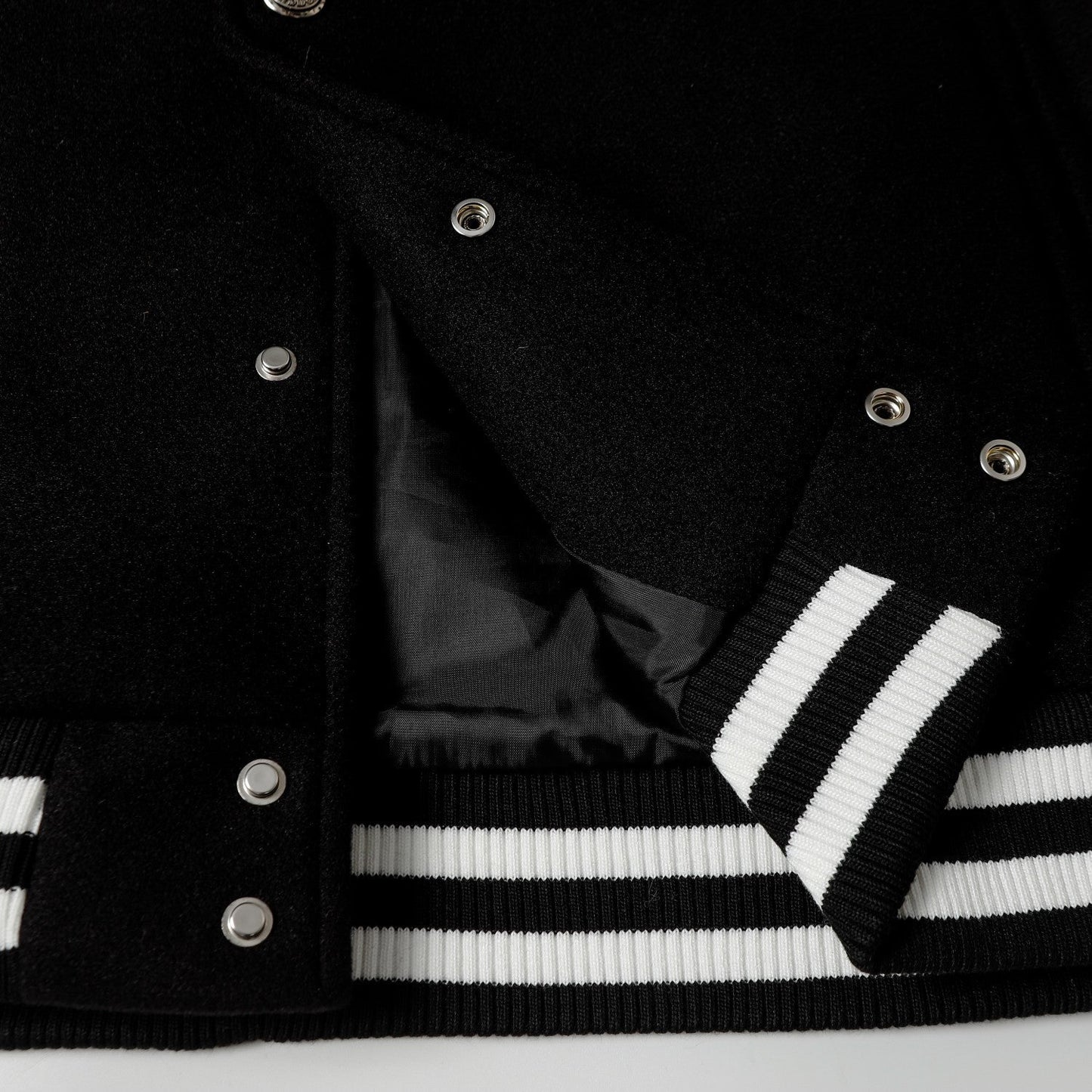 Chrome-Hearts Layered Cross Varsity Jacket - Black White Street Style Outerwear 2208
