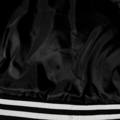 Chrome-Hearts Layered Cross Varsity Jacket - Black White Street Style Outerwear 2208