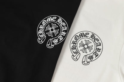 Chrome-Hearts Logo Flag Long Sleeve Tee - Black White Gothic Street T-Shirt K2126
