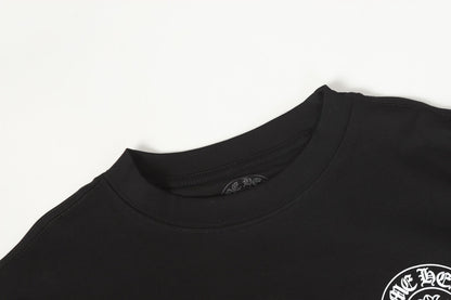 Chrome-Hearts Logo Flag Long Sleeve Tee - Black White Gothic Street T-Shirt K2126