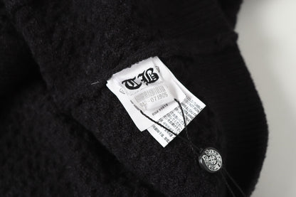 Chrome-Hearts Gothic Cross Knit Cardigan - Black Grey Streetwear Jacket 904